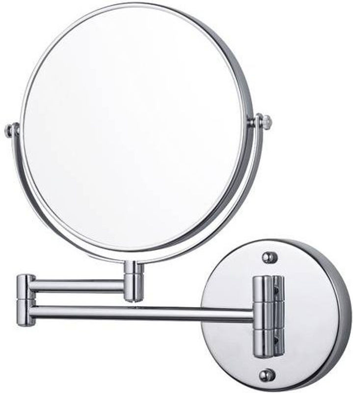 Tesa VISIOON Kosmetikspiegel silber, wandmontierter Schwenkarmspiegel aus Metall, doppelseitig und rechteckig, H x B x T: 30,8 x 25,7 x 48 cm - Bild 1