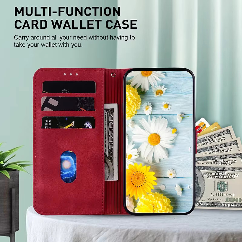 Leder-Telefonhülle mit Kartenfach und Brieftaschen-Funktion für Samsung Galaxy A73 A72 A71 A51 A81 A91 A41 A31 A70 A50 A40 A20 A30 A20E 4G 5G in Blau oder Rot - Bild 5