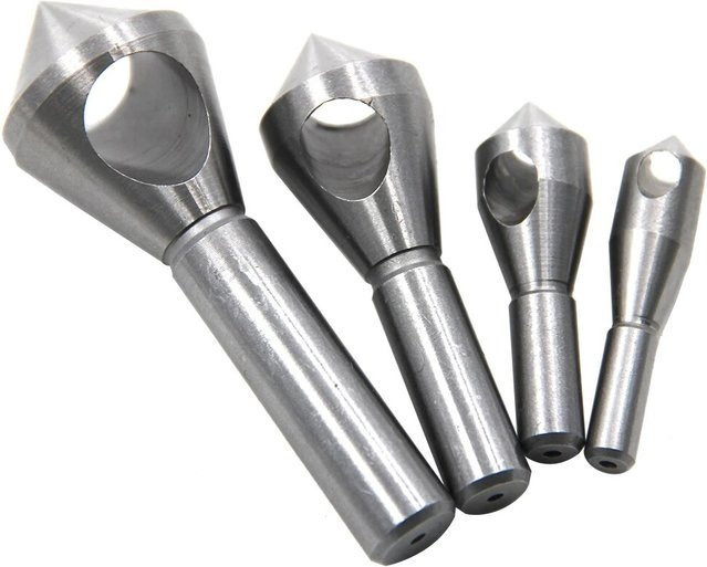 4-teiliges HSS-Bohrwerkzeug-Set aus Hochgeschwindigkeitsstahl zum Entgraten und Schräglöcher Bohren, Silber, 2–20 mm - Bild 1