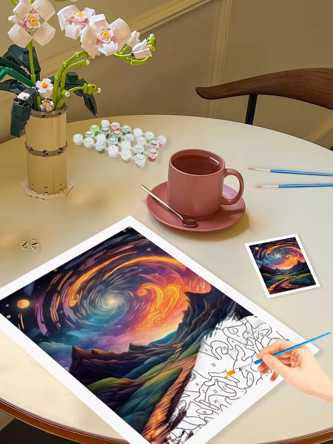 Ruopoty Malerei nach Zahlen, kosmische Wunder landschaft, Bunt / Mehrfarbig - Bild 4