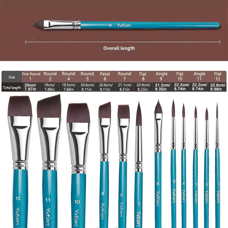 12-teiliges Künstler-Pinsel-Set in Blau für Gesicht, Körper und Cosplay-Make-up - Bild 5