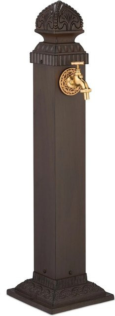 Relaxdays Standbrunnen in Säulenform aus Aluminiumguss und Eisen, Braun Antik, Höhe: 81 cm, Breite: 21 cm, Tiefe: 24,5 cm - Bild 1