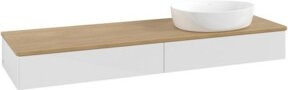 V&B Waschtischunterschrank Antao ohne Frontstruktur in Eiche Honig und Weiß, B/T: 160 x 50 cm - Bild 1