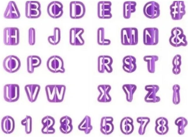 40 Stück TOMTOP JMS Kuchenschablonen mit Ziffern und Alphabet aus lebensmittelechtem Kunststoff in Purple - Bild 1