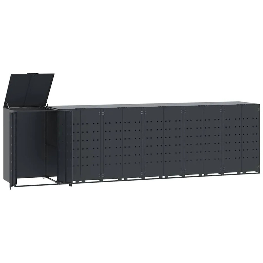 DELUKE Mülltonnenbox GORILO Mülltonnenverkleidung für 6 Tonnen aus Stahl in Anthrazit, B/T/H: 414 x 79 x 117 cm - Bild 2