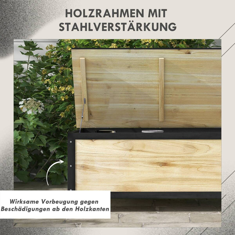Outsunny Aufbewahrungsbox aus Fichtenholz in Natur mit Rollen, B/H/L: 50 x 100 x 43 cm - Bild 3