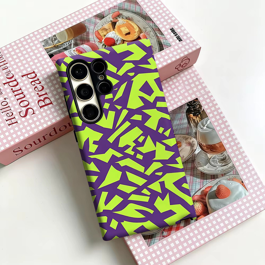 Stoßfeste Doppelschicht Handyhülle mit Neon Geometrischem Tarnmuster für Samsung Galaxy S26 S25 Ultra S24 S23 Ultra Plus in Multicolour - Bild 3
