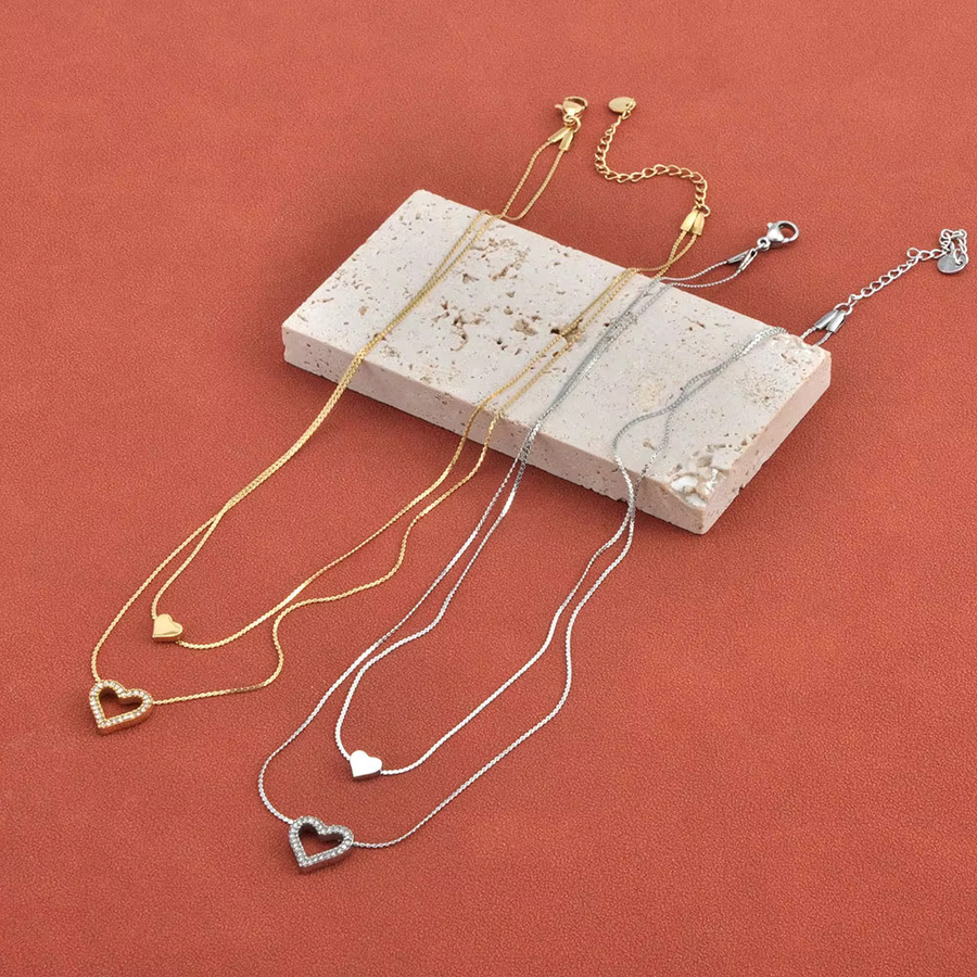 JeeMango Halskette, Edelstahl, Gold, Zirkonia, Herz-Anhänger, Damen - Bild 3