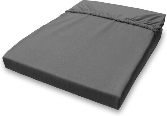 Pocoline Jersey Spannbetttuch aus Baumwolle in Graphit, B/H/T: 180 x 28 x 200 cm - Bild 1