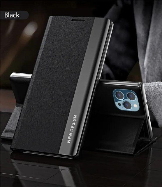 Luxus Leder Flip Case mit Ständer für Xiaomi Redmi Note 10S 11 12S 13 Pro Plus in Blau oder Schwarz - Bild 1
