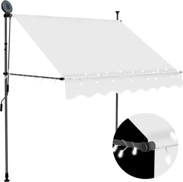 vidaXL Einziehbare Markise Handbetrieben mit LED in Creme, Breite: 100 cm, Ausladung: 200 cm - Bild 1