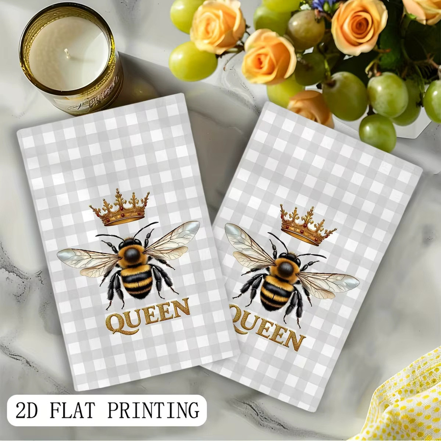 Queen Bee Küchentücher Set, 2 Stück, grau kariert, super saugfähig, B/H: 40 x 60 cm - Bild 2