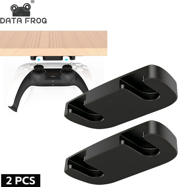 Data Frog Game Controller Aufhänger Halterung für PS4 und PS5 in Schwarz zur Untertisch-Montierung mit Klebestreifen - Bild 1