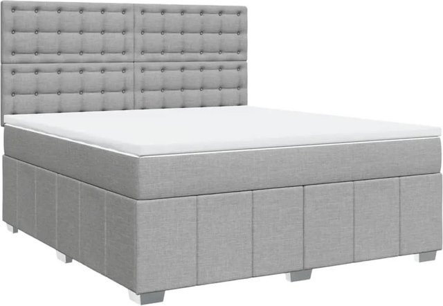 vidaXL Boxspringbett mit Matratze Hybrid-Design in Hellgrau, B/T: 180 x 200 cm - Bild 1