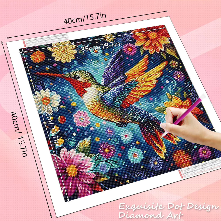 HUACAN 5D-Diamantgemälde Set mit Blumen und Tieren in Mehrfarben zur Wanddekoration - Bild 2