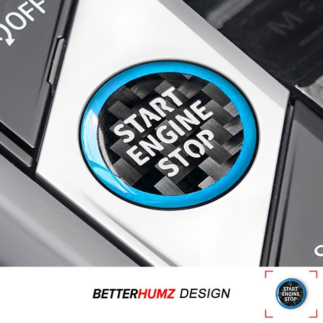 BetterHumz Carbon-Faser Motorstart-Stopp-Knopf Abdeckung Aufkleber in Schwarz für BMW G20 G30 F40 I3 I4 F44 G22 Z4 G26 X3 G01 X5 - Bild 1