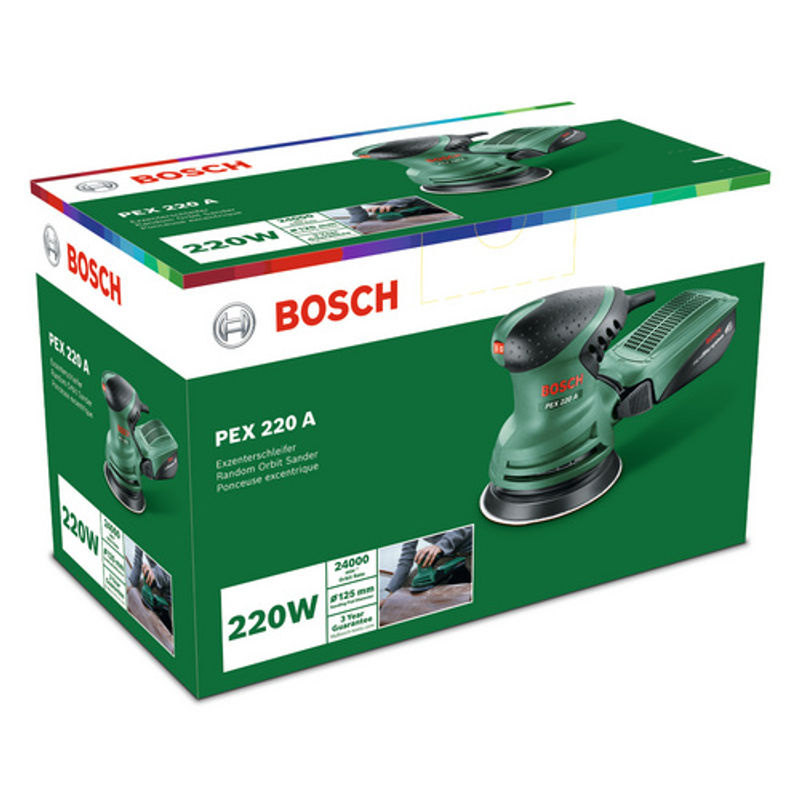 Bosch Exzenterschleifer PEX 220 A in Grün/Schwarz mit 220 W und 125 mm Schleifscheibendurchmesser - Bild 3