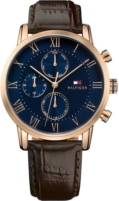 Tommy Hilfiger Armbanduhr, Quarz, Leder, Blau, Herren - Bild 1