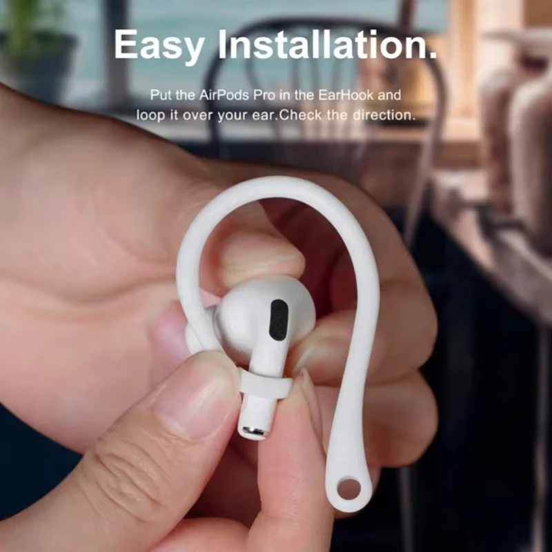 Silikon-Ohrbügel für Apple AirPods Pro 2 und AirPods 1 2 3 in Weiß, Anti-Fall-Kopfhörerhalter Zubehör für Sport - Bild 2