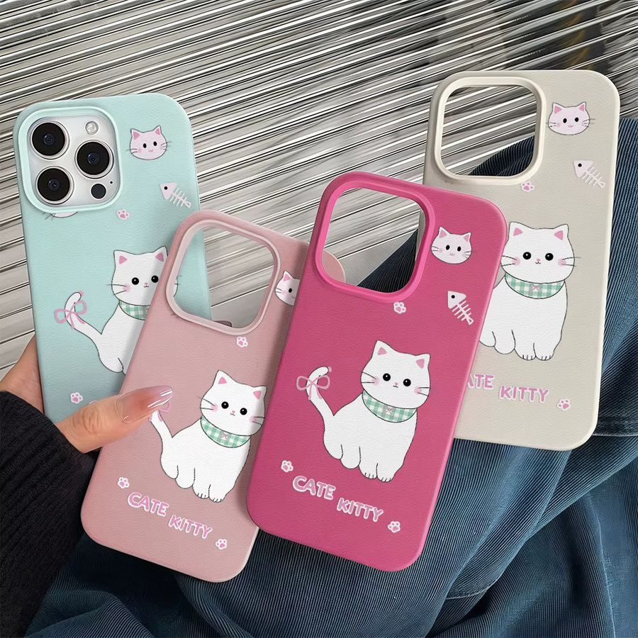AKABEILA Katzen-Handyhülle aus Leder und Silikon für iPhone, Stoßfeste Schutzhülle in Grün und Mehrfarbig - Bild 5