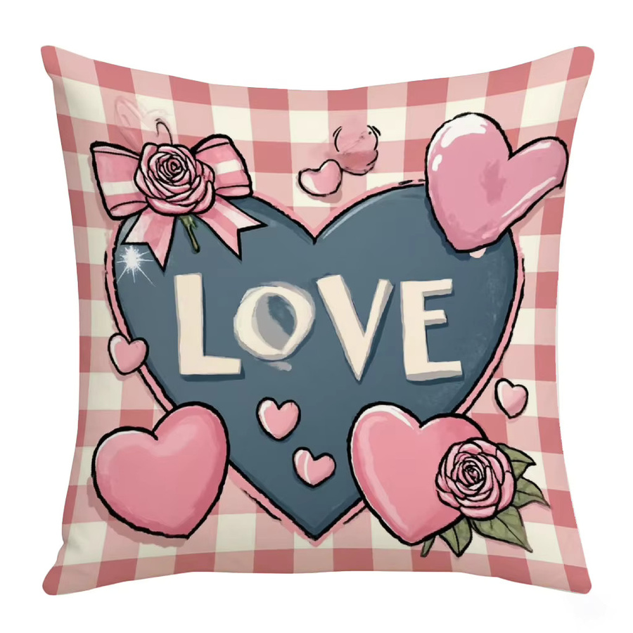 VIKAMA Dekorativer Kissenbezug mit Herz-Motiv für Valentinstag, Pink, B/B/H: 30 x 30 x 30 cm - Bild 2