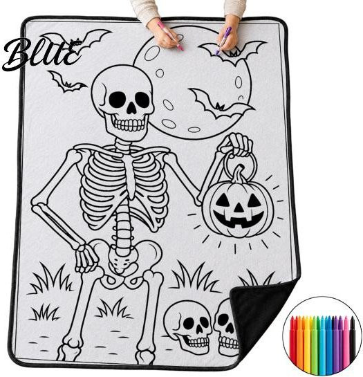 Happiness Party Halloween DIY Maldecke für Erwachsene aus Polyester mit 24 Stiften, Weiß - Bild 1