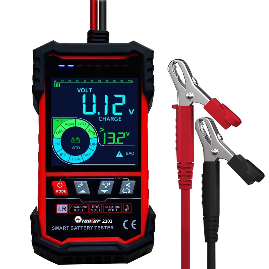 TOOLTOP ET2202 ET2201 Autobatterietester für 12V und 24V mit Batterielast, Spannungsprüfung und interner Widerstandserkennung in Schwarz - Bild 3
