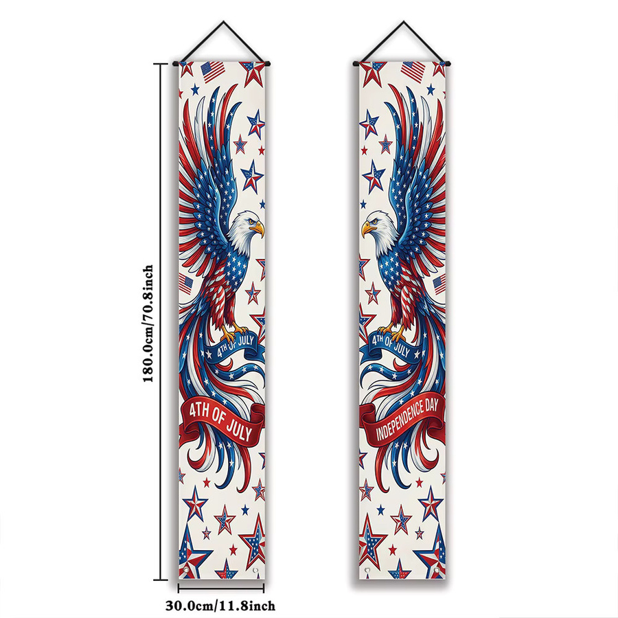 OURFETE Amerikanisches Unabhängigkeitstag Türbanner mit Adler- und Stern-Design, Mehrfarbig, Textil, Breite: 30 cm, Höhe: 180 cm - Bild 5