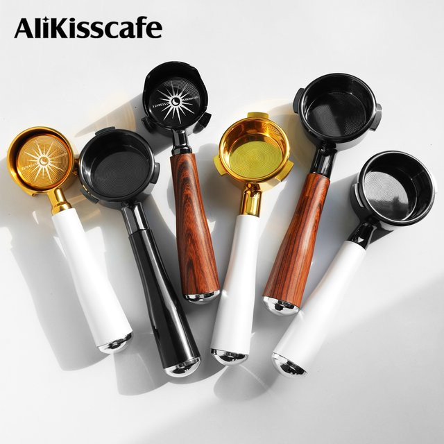 AliKisscafe Bodenloser Siebträger 51 mm in Schwarz aus Edelstahl für Delonghi La Specialista EC9555 EC9335 Espresso-Zubehör - Bild 1