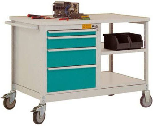 Manuflex LW1001.5021 Werkbank Mobil aus Stahl in Wasserblau, B/T/H: 113,5 x 78,0 x 59,0 cm - Bild 1