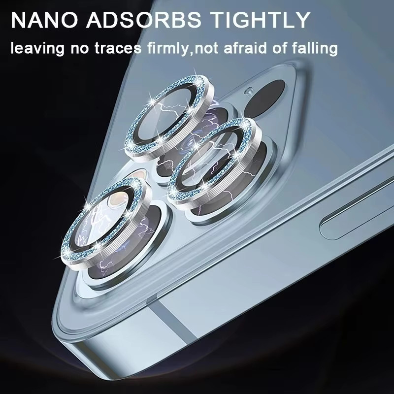 Diamant-Bling Kamera-Schutzglas Set für Apple iPhone 16 15 14 Pro Max Plus in Schwarz und Silber - Bild 3
