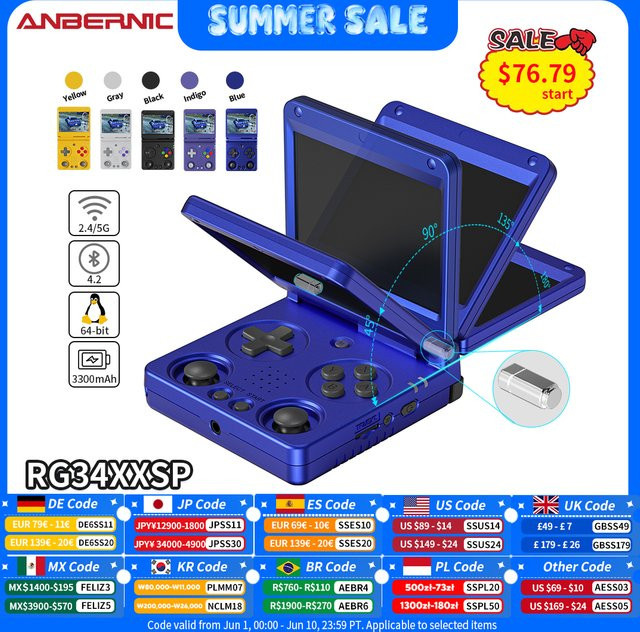 Anbernic RG35XXSP Flip Handheld-Spielekonsole in Grau mit 3,4-Zoll-IPS-Bildschirm, Linux, 64-Bit, 3300 mAh und WLAN als zusammenklappbarer Retro-Gaming-Player - Bild 1
