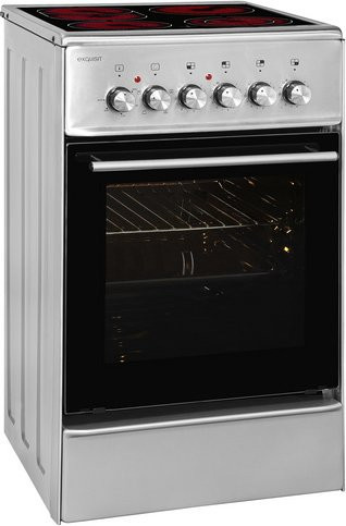 Exquisit Elektro-Standherd ECM 5-4.1BZ Inox in Silber mit Glaskeramikkochfeld und 47 l Backofenvolumen - Bild 1