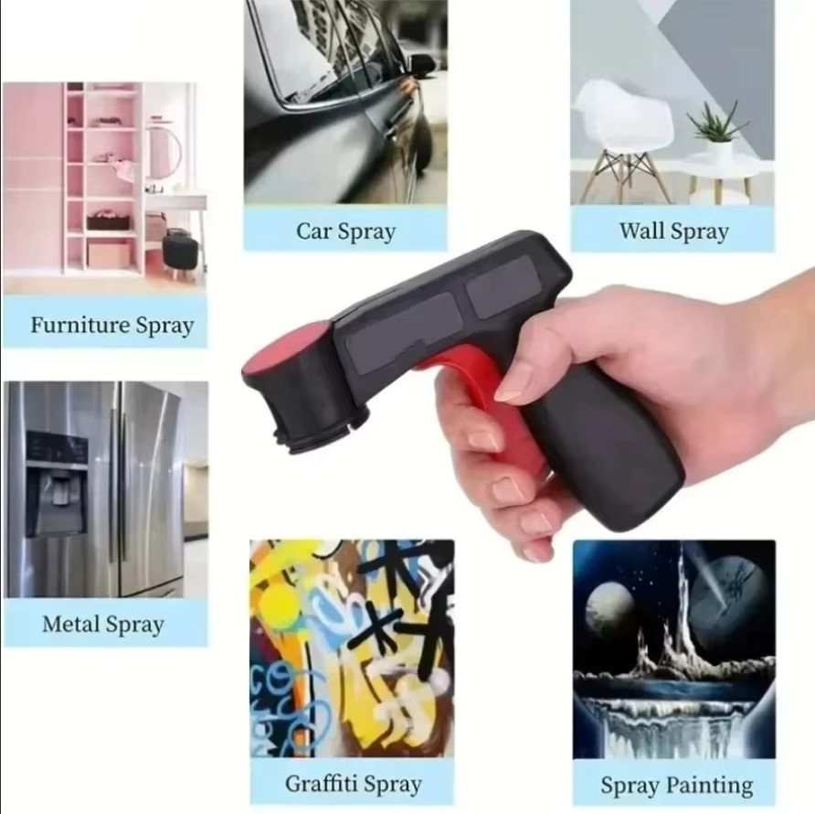 Tragbare Spraypistole aus Kunststoff mit Triggergriff für Aerosol-Farben in Schwarz - Bild 3