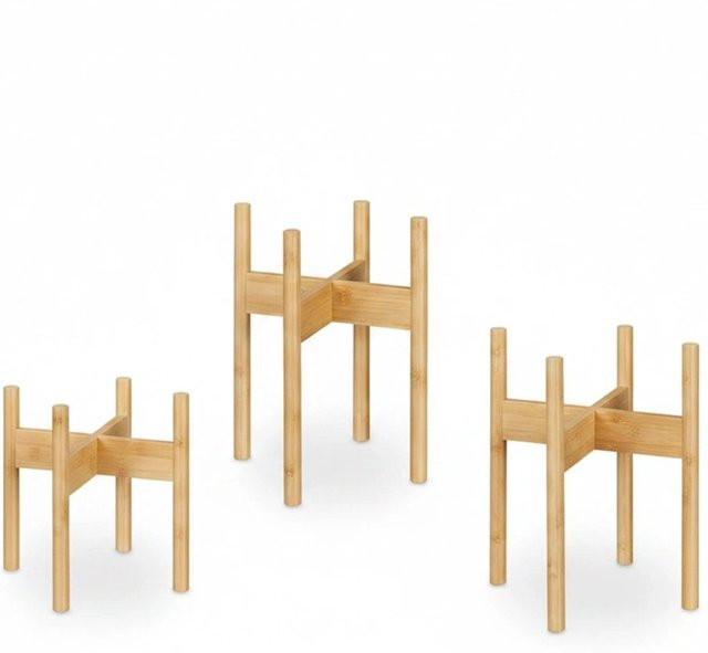 Relaxdays Pflanzenständer aus Bambus in Natur Braun, 3er Set, B/T/H: 33 x 25 x 25 cm, 38 x 30 x 30 cm und 40 x 34 x 34 cm - Bild 1