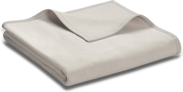 Biederlack Wohndecke Unicolour in Grau oder Beige aus Baumwolle und Polyacryl, B/B: 200 x 150 cm - Bild 1