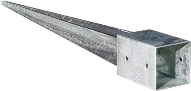 T & J Einschlagbodenhülse für Pfosten aus feuerverzinktem Stahl, Farbe Silber, B/T/H: 71 x 71 x 750 mm - Bild 1