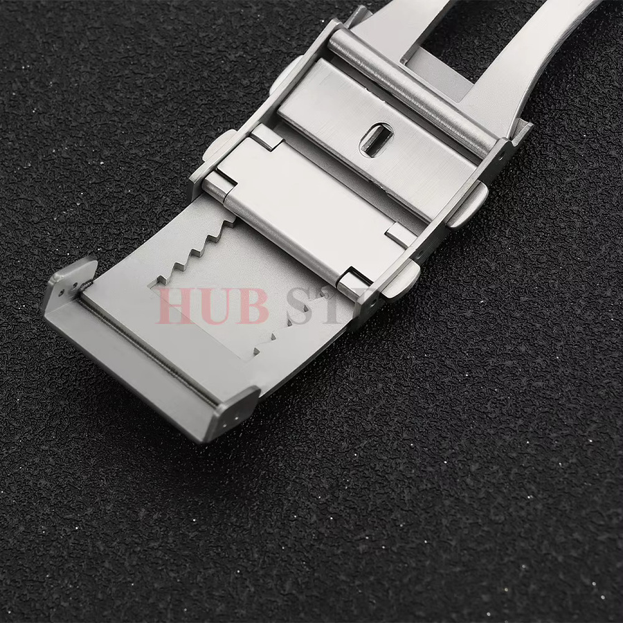 Uhrenschließe 316L Edelstahl, gebürstetes Silber, faltbar, Unisex - Bild 2