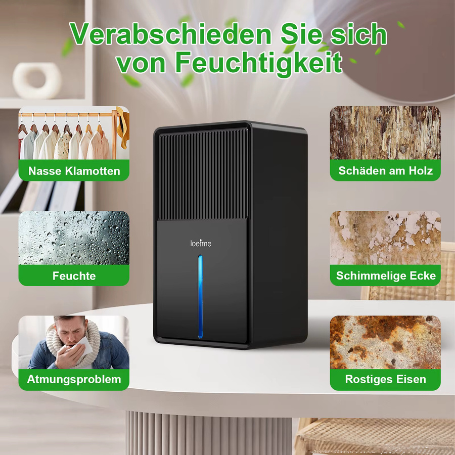 Loefme Luftentfeuchter Schwarz mit 3000 ml Kapazität, Schlafmodus und 24-Stunden-Timer - Bild 5