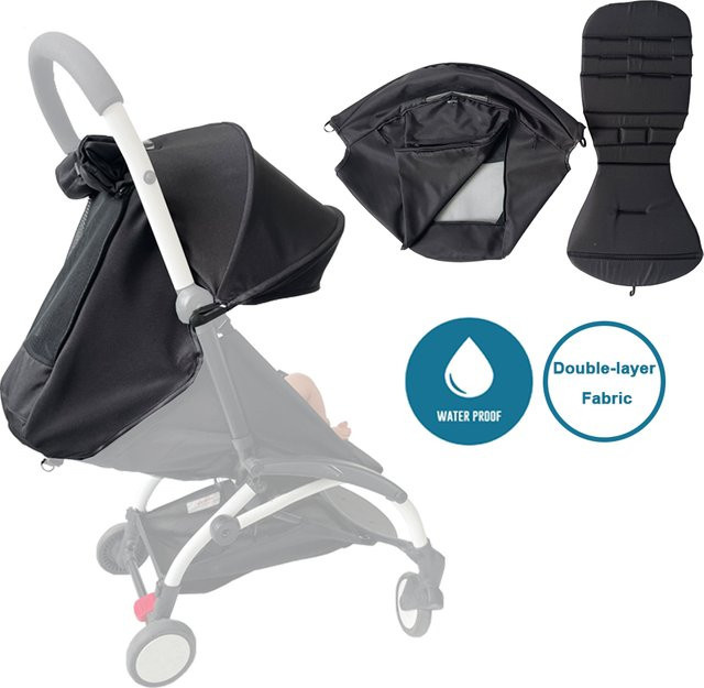 Mom Tan Sommer-Verdeck für YOYO 2 Kinderwagen mit aufklappbarem Rückspiegelfenster, schwarz, wasserdicht - Bild 1