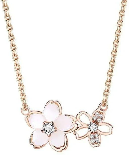 YIRAN Jewelry 5 Halskette, Zirkon Blumen Anhänger, Damen, weiß - Bild 1