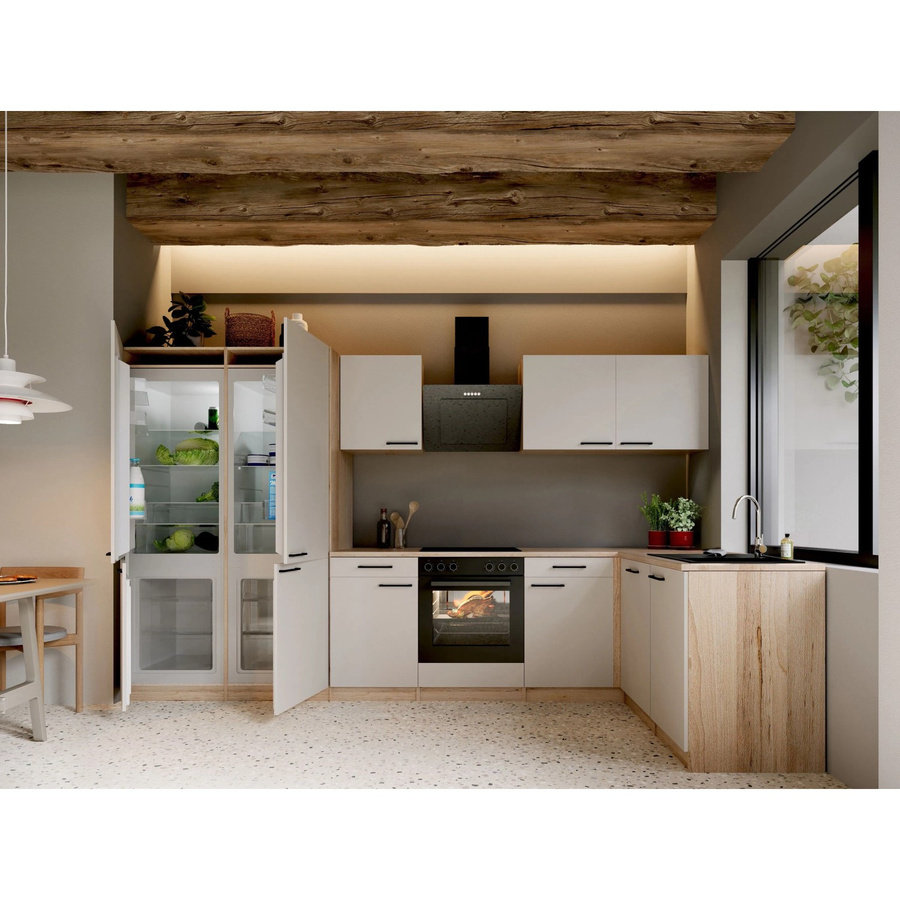 Respekta Merle L-Küche modern in Kaschmir mit French Door und Soft-Close-Funktion, Breite: 340 cm, Höhe: 172 cm, Tiefe: 60 cm - Bild 2
