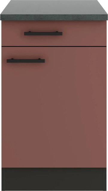 OPTIFIT Nizza407 Küchen-Unterschrank in Rostrot mit modernem Design und melaminbeschichteter Qualitätsspanplatte, Breite: 50 cm - Bild 1