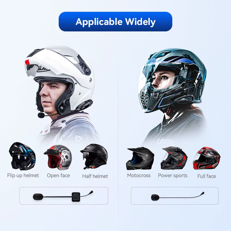 LEXIN Motorrad-Intercom-Headset mit Clip-Zubehör für Voll- und Halbhelme in Schwarz - Bild 3