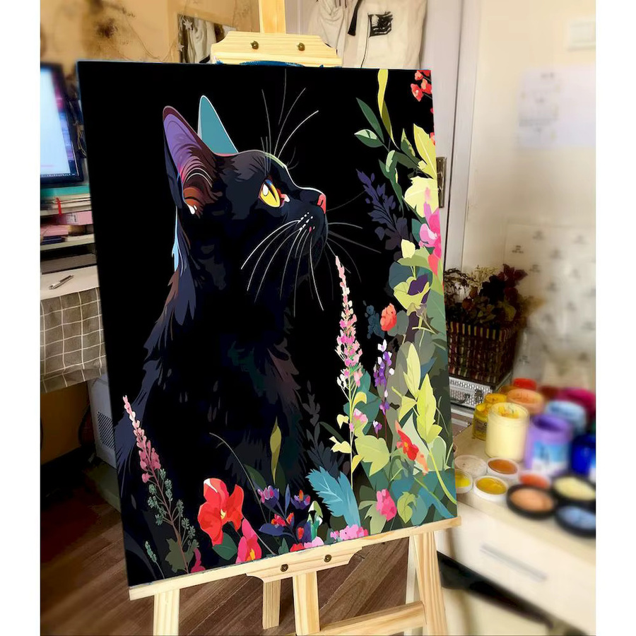 PhotoCustom Malen nach Zahlen für Erwachsene mit buntem Katzenmotiv zur Heimdekoration - Bild 2