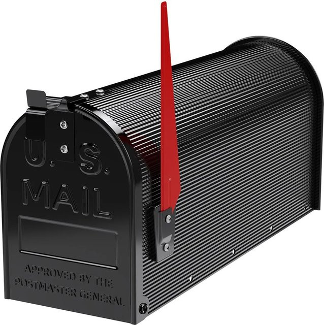 Wiltec Amerikanischer Briefkasten mit Fahne aus Stahl in Schwarz, H x B x T: 22,3 x 15 x 51,3 cm - Bild 1