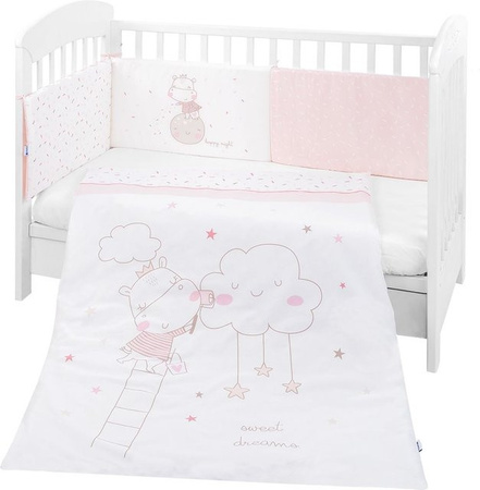 Kikkaboo 4-teiliges Bettwäsche-Set für Babys in Pink mit Decke, Bettbezug und Nestchen, Decke B x H: 135 x 95 cm