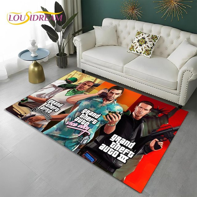 Karpetti GTA 3D Gamer Teppich Rutschfest und Waschbar, Multicolour, B/L: 60 x 40 cm - Bild 1