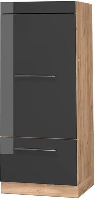 Vicco Mikrowellenschrank Fame-Line in Anthrazit Hochglanz und Goldkraft Eiche, Breite: 60 cm, Höhe: 153,6 cm, Tiefe: 58 cm - Bild 1