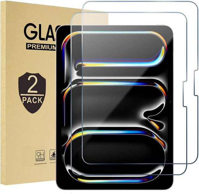 2 Stück Apple iPad Pro 11 Zoll 2024 M4 Displayschutz aus 9H gehärtetem Glas, transparent - Bild 1